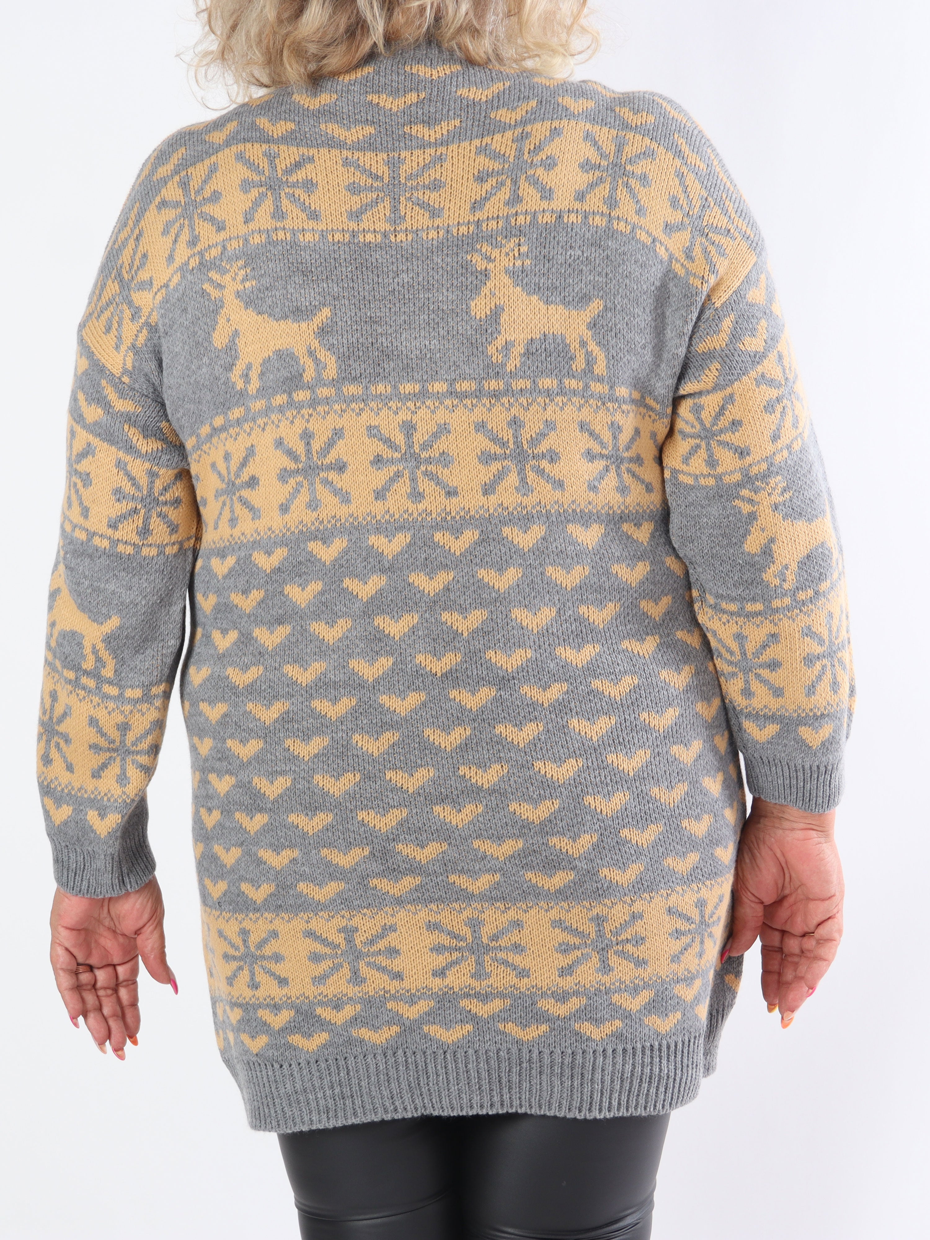 Rudolf - Söt stickad klänning i plusstorlek med julmotiv